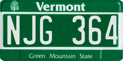 VT license plate NJG364