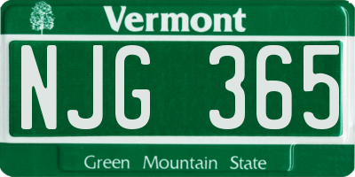 VT license plate NJG365