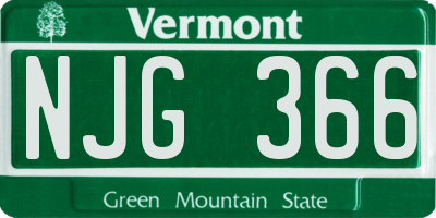VT license plate NJG366