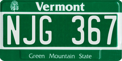 VT license plate NJG367