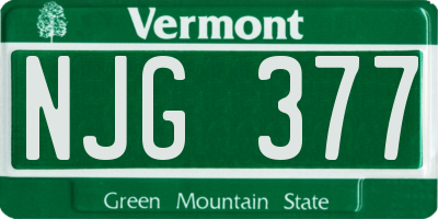 VT license plate NJG377