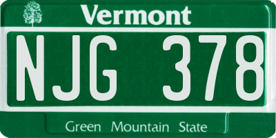 VT license plate NJG378