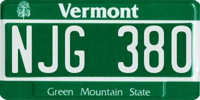 VT license plate NJG380