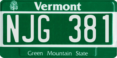 VT license plate NJG381