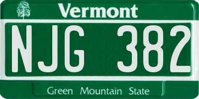 VT license plate NJG382
