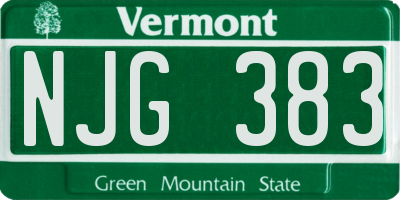 VT license plate NJG383