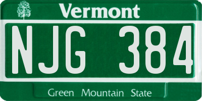 VT license plate NJG384
