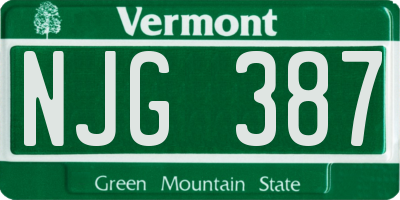 VT license plate NJG387