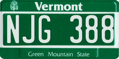 VT license plate NJG388