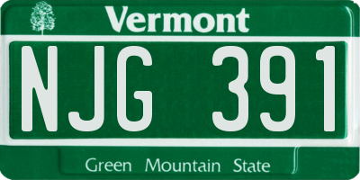 VT license plate NJG391