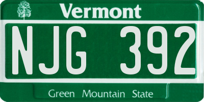 VT license plate NJG392