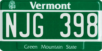 VT license plate NJG398