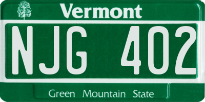 VT license plate NJG402