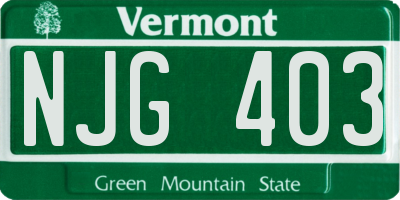 VT license plate NJG403