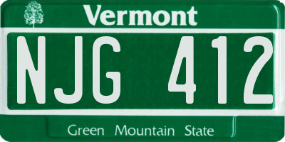 VT license plate NJG412