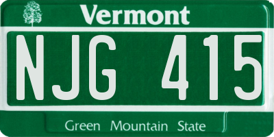 VT license plate NJG415