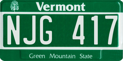 VT license plate NJG417
