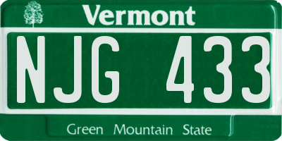 VT license plate NJG433