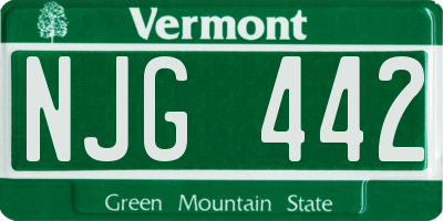 VT license plate NJG442