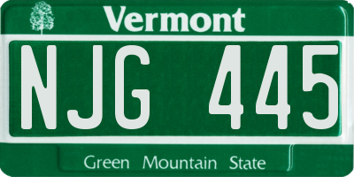VT license plate NJG445