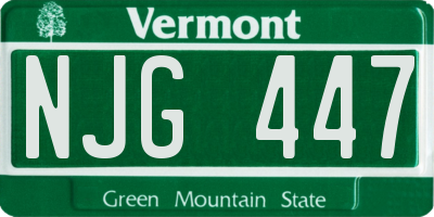 VT license plate NJG447
