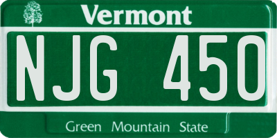 VT license plate NJG450