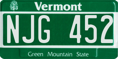 VT license plate NJG452