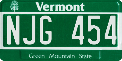 VT license plate NJG454