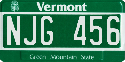 VT license plate NJG456