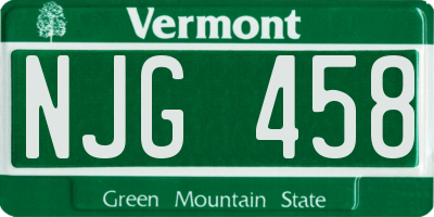 VT license plate NJG458