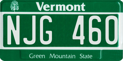 VT license plate NJG460