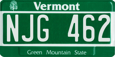 VT license plate NJG462