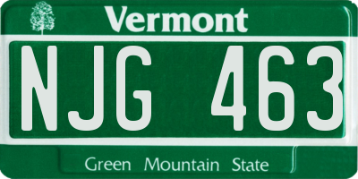 VT license plate NJG463