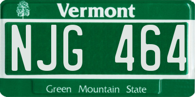 VT license plate NJG464