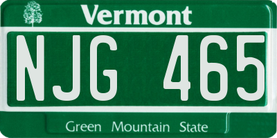 VT license plate NJG465