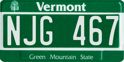 VT license plate NJG467