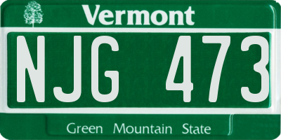VT license plate NJG473