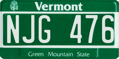 VT license plate NJG476