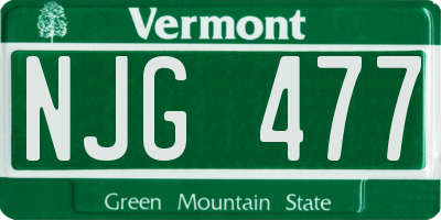 VT license plate NJG477