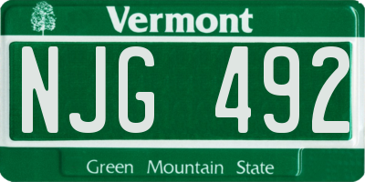 VT license plate NJG492