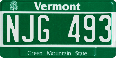 VT license plate NJG493