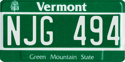 VT license plate NJG494