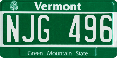 VT license plate NJG496