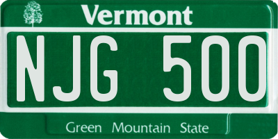VT license plate NJG500