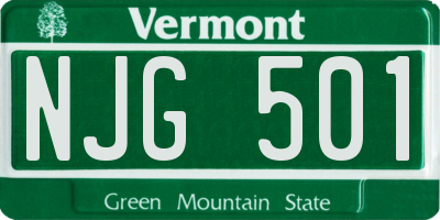 VT license plate NJG501