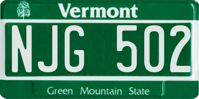 VT license plate NJG502