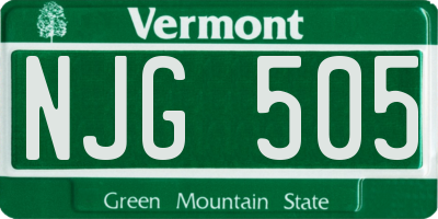 VT license plate NJG505