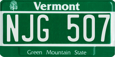 VT license plate NJG507