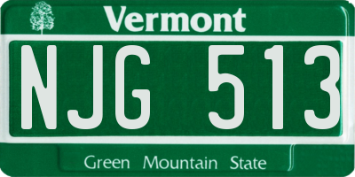 VT license plate NJG513