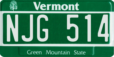 VT license plate NJG514